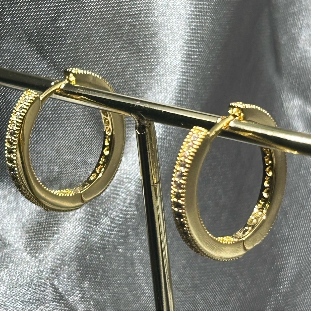 NWOT Sterling silver yellow gold plated hoops